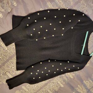 Black Sweater w/ Pearl Sleeves